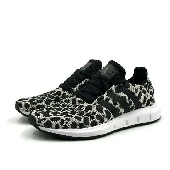 Adidas Swift Run Womens Running Shoe White Black Animal Leopard Trainer Sneaker - Picture 6 of 10